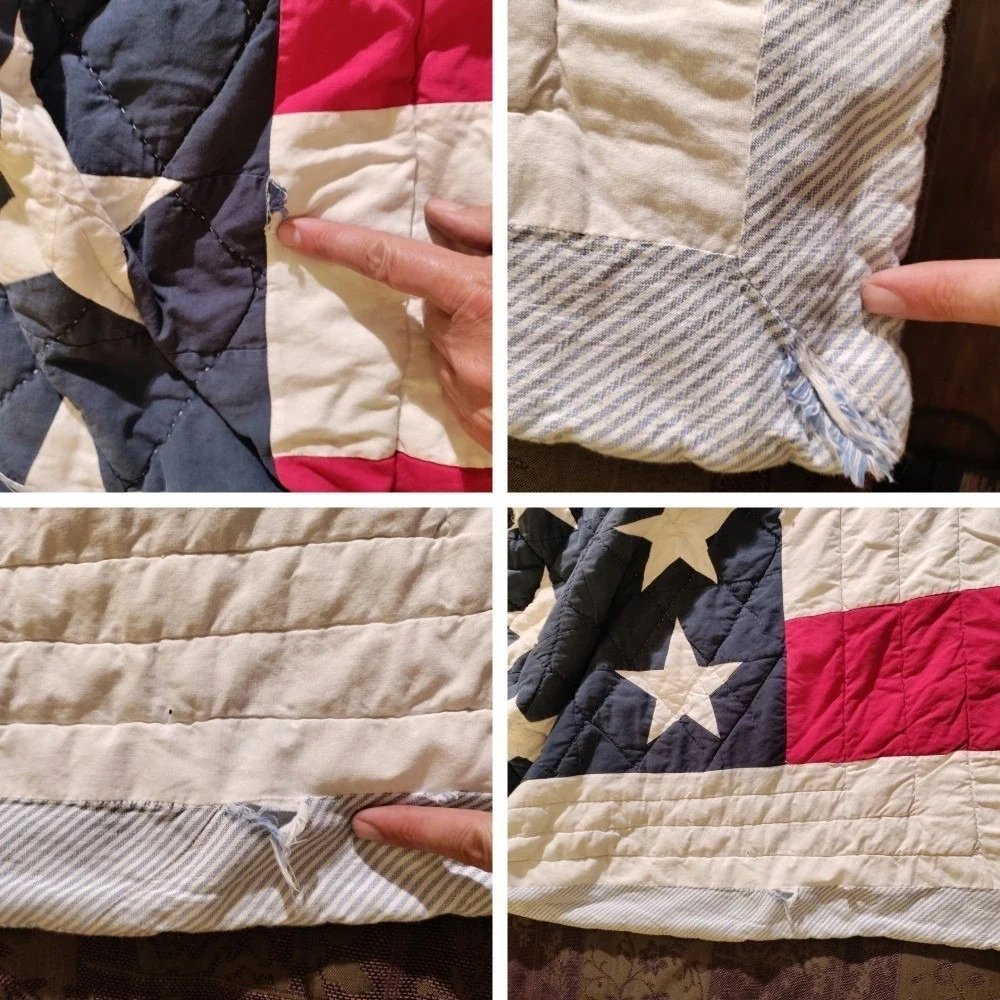 Tommy Hilfiger American Flag Quilt Stars Stripes Approximately 82Wx84L Imperfect